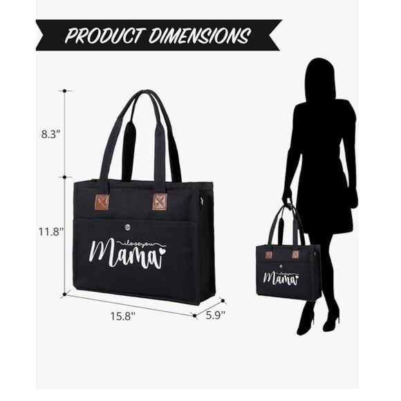 🖤 “I Love You Mama” Tote & Silver Keychain Gift Set – Brand New - Picture 3 of 9
